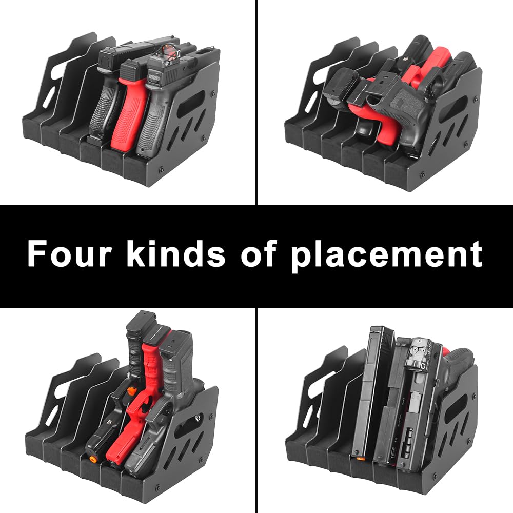MiOYOOW Porta Pistola in Schiuma Eva, Supporto per Pistole Contiene da 4/6/8 Slot per Esposizione con Cacciavite, Portafucili Espositore per Pistola