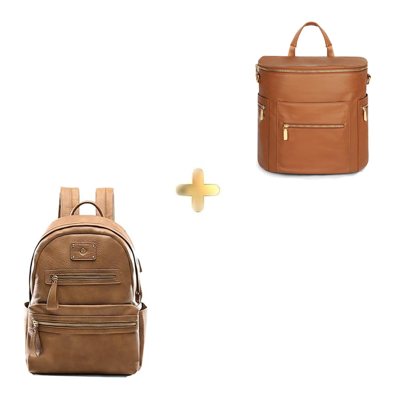 miss fong Leather Diaper Bag Backpack, Backpack Diaper Bag with Changing Pad & USB Diaper Bag Bundle
