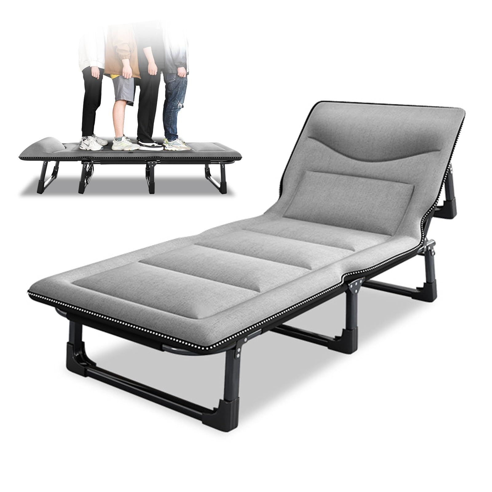 Letti da Campeggio Pieghevoli per Adulti, Heavy Duty Robusto Letto da Campeggio con Materasso Spesso e Morbido, Stronge Tubi più Spessi Letto Letto Ufficio Viaggi all'aperto