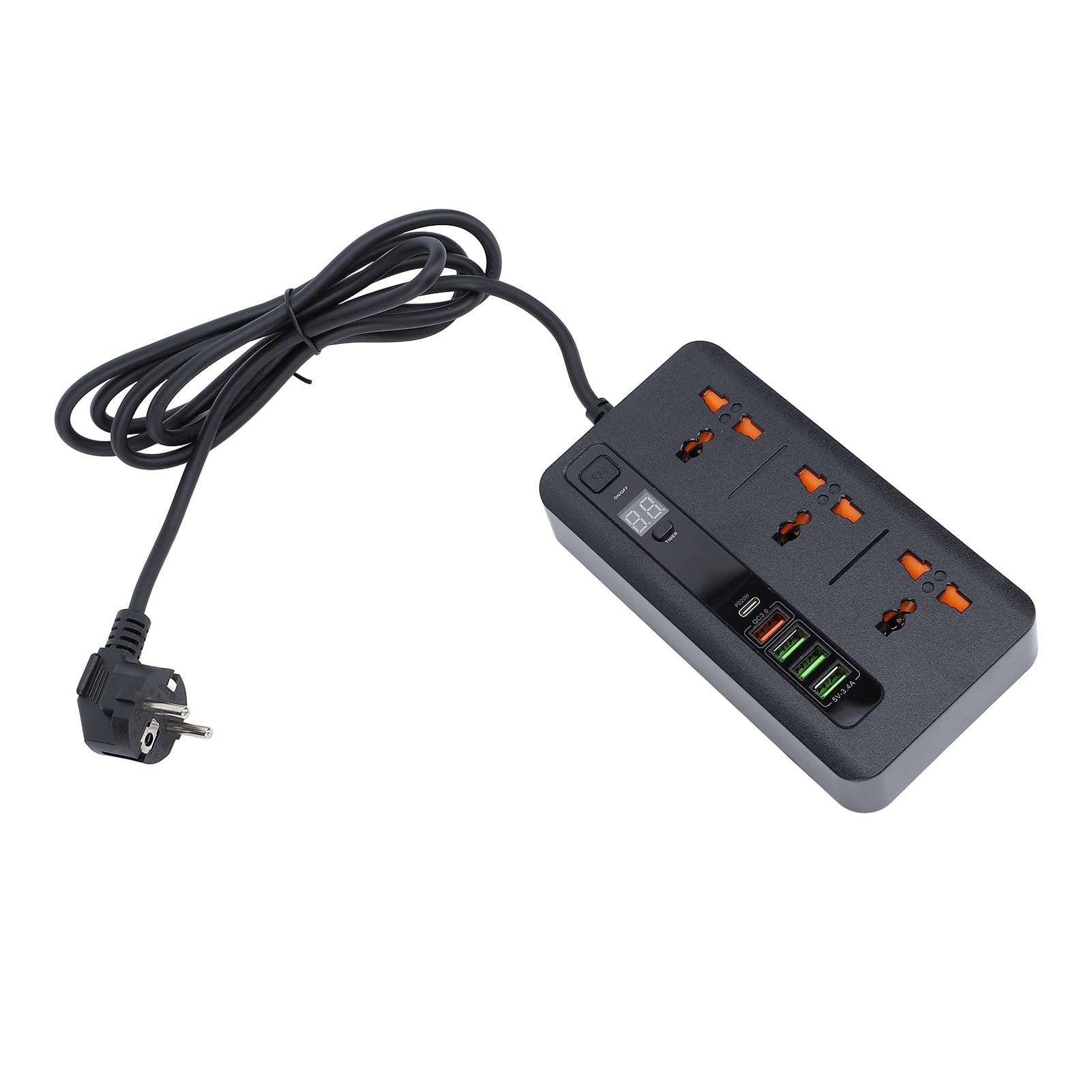 PD20W QC3.0 Dual-Schnelllade-Steckdosenleiste, Multi-Steckdosenleiste mit Digitalanzeige und Kurzem Kabel für Einkaufszentren, Heimdekoration, Büros