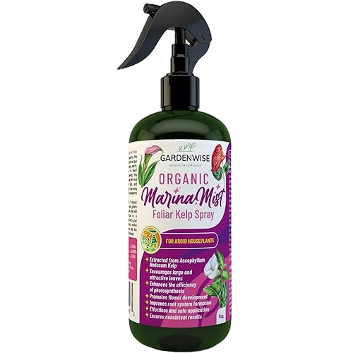 GARDENWISE Marina Mist Alimento orgánico para plantas aroides y algas foliares en aerosol - Nutre y mejora el lirio de la paz, planta ZZ, oreja de