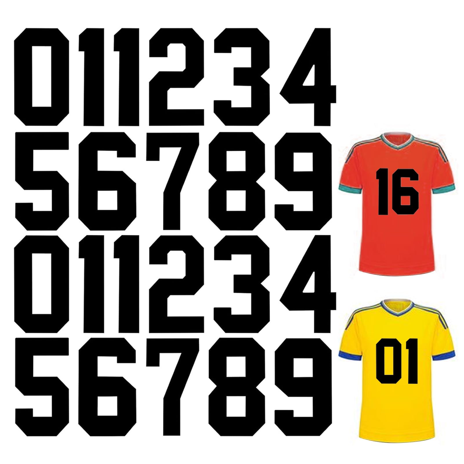 Iron on Numbers for Football Shirts 8 Inch, 22 Pcs Large 0 to 9 Iron-on Heat Transfer Number Patches Black for Clothes Jersey