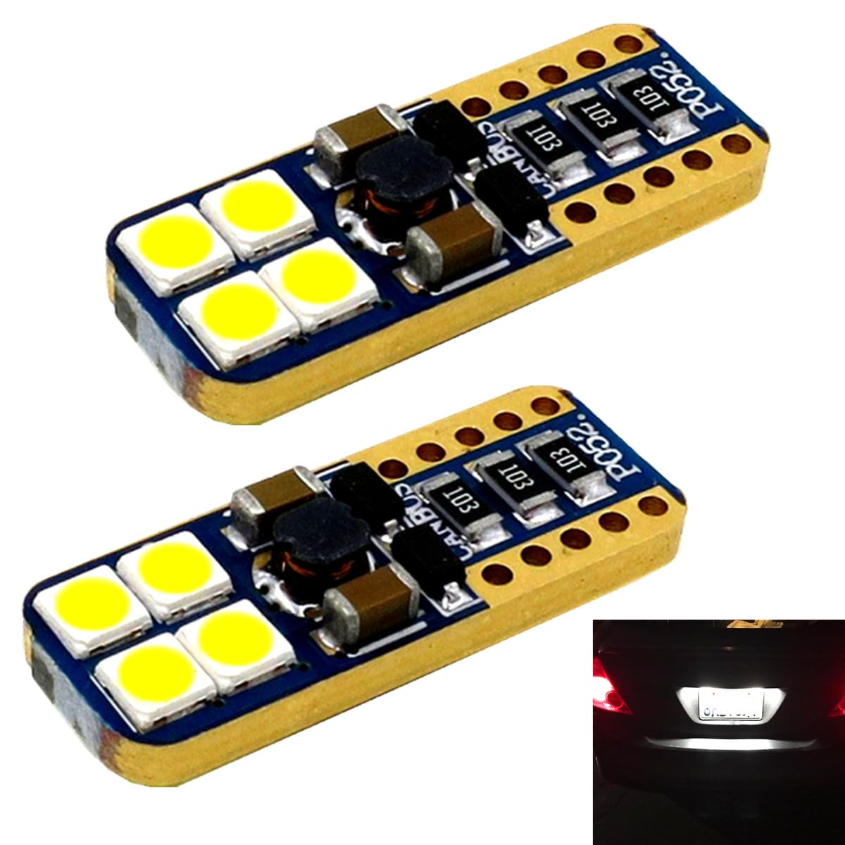 Alla Lighting 2x Super Bright White 168 2825 W5W LED Bulbs for License