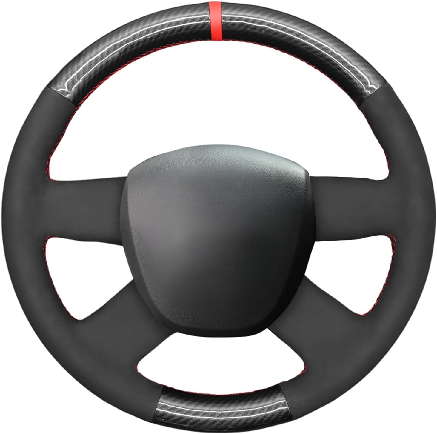 MEWANT Hand Stitch Steering Wheel Cover Suede and Carbon Fiber Steering Wheel Wrap for Audi A3 2006-2013 / A4 (B8) 2005-2012 / A6 (C6) 2005-2011 / Q5 2009-2012 / Q7 2007-2011