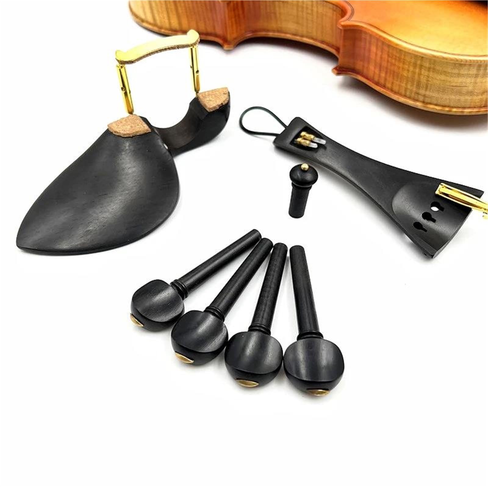 Juego De Accesorios Para Violín 1 Juego De Accesorios Para Violín 4/4 De Madera De Ébano Cordal Clavijas De Afinación Clavijas De Extremo Mentonera Afinador Fino