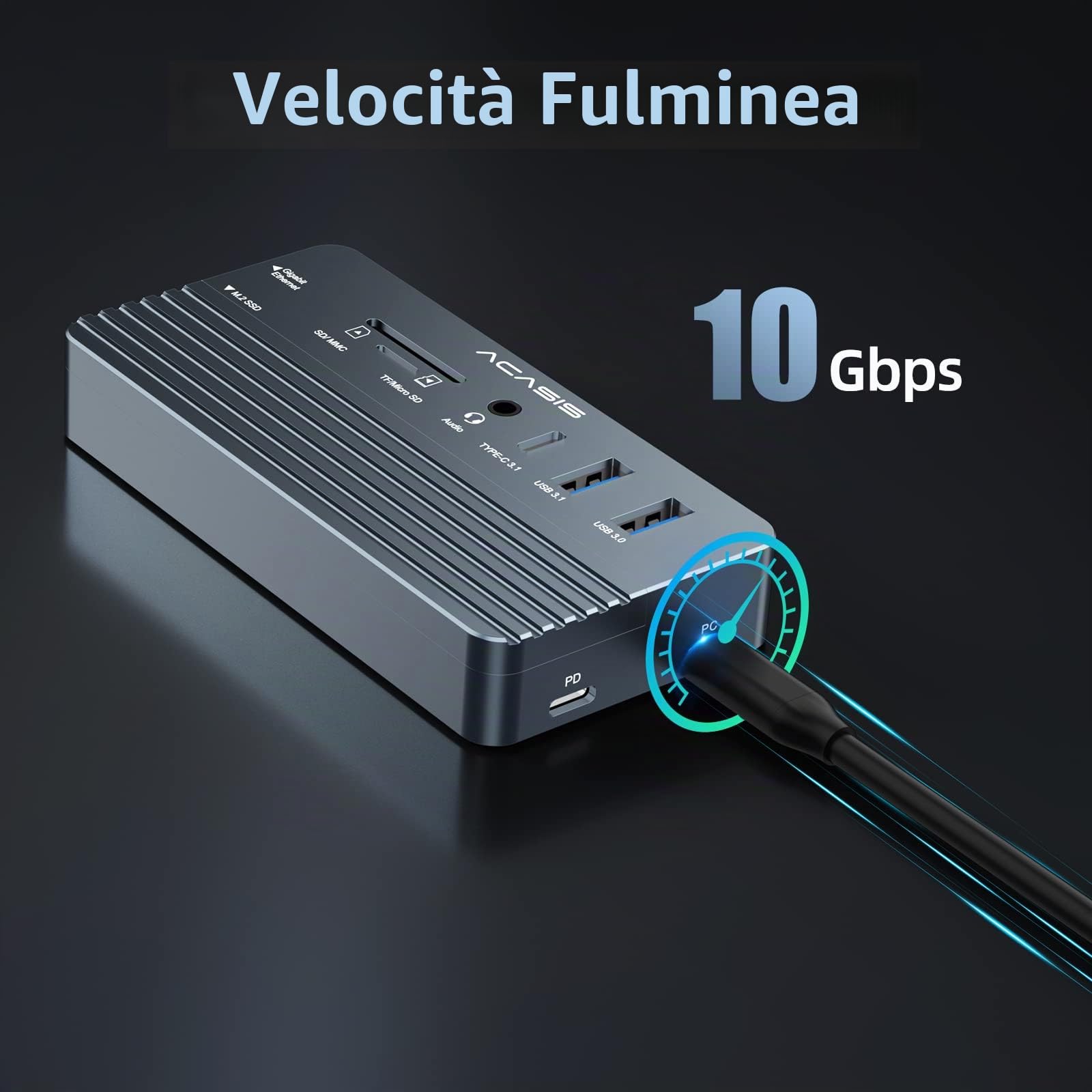 14 in 1 USB C Docking Station Dual HDMI Monitor, Docking Station USB-C Triple Display, con 2 HDMI+DP (4K60Hz), Ethernet, 3 USBC 10Gbps,100W PD, SD/TF, Hub USB C- per MacBook (AC-CM073S-G)