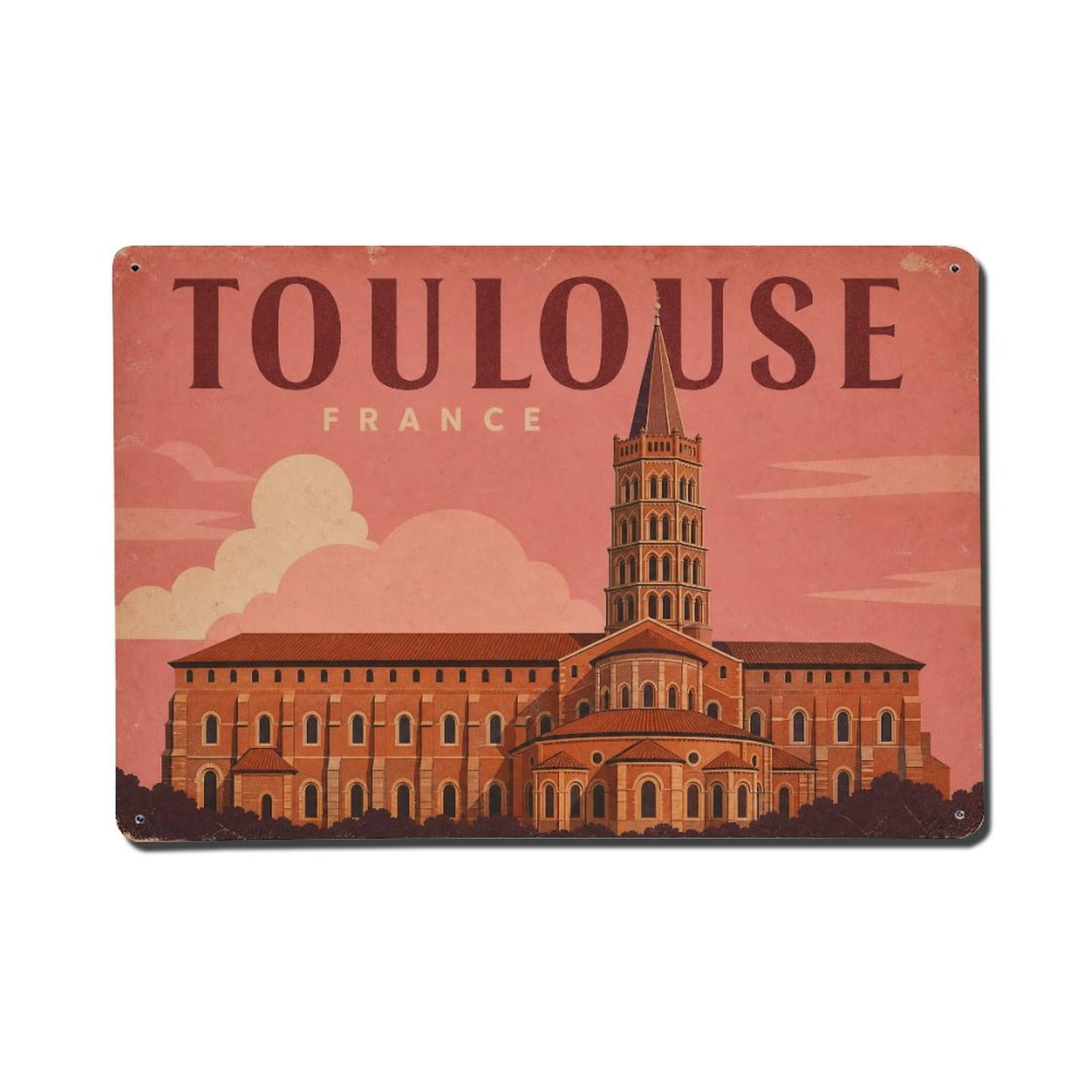 Vintage Travel France Toulouse Metal Tin Sign