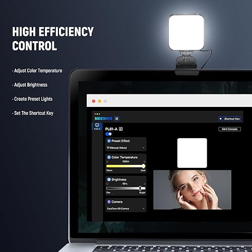 Miniatura 4 de NEEWER Luz LED de transmisión con control de software de Windows y macOS, soporte y soporte para monitor 2 en 1, ultra brillante 2900K-7000K USB,