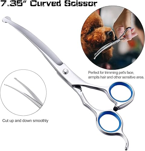 Miniatura 10 de SCEDREAM Tijeras de aseo para perros con puntas redondas de seguridad, 5 en 1, tijeras de aseo para perros y gatos, tijeras profesionales de aseo