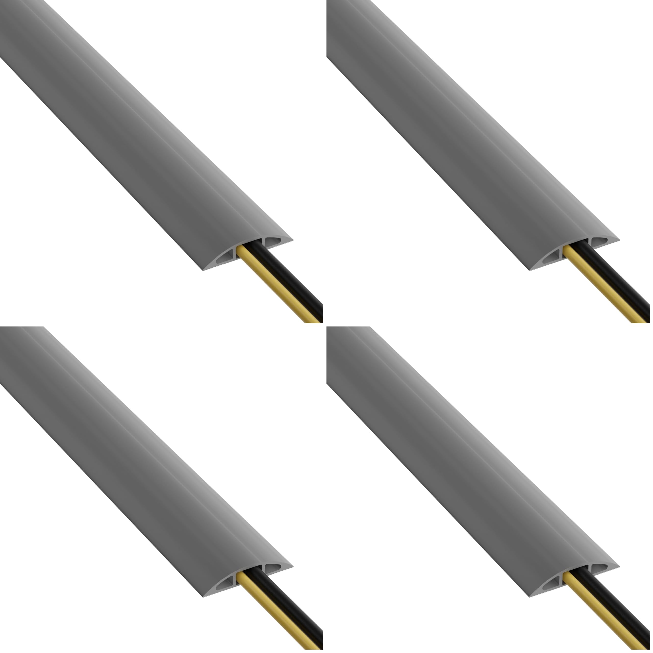 D-Line Cable Protector, 1/2 in H, 6 ft L, 2-3/8 in W, 1 Channel, PVC, Gray CC-4-1 Each (Pack of 4)