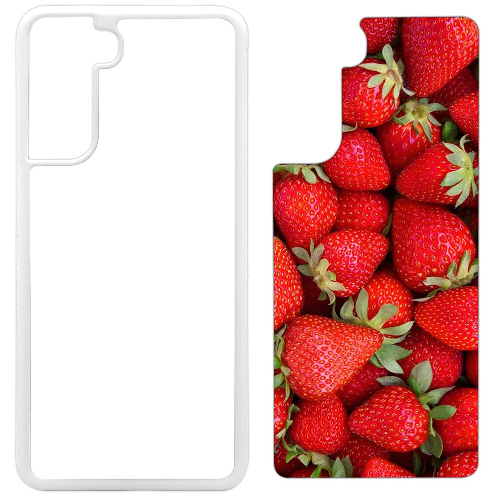 INNOSUB [5 Pack] Sublimation Phone Cases Compatible with Galaxy S21 Plus - Rubber White Blank Dye Cases and Aluminum Inserts for Dye Sublimation/Printable Phone Cover Blanks