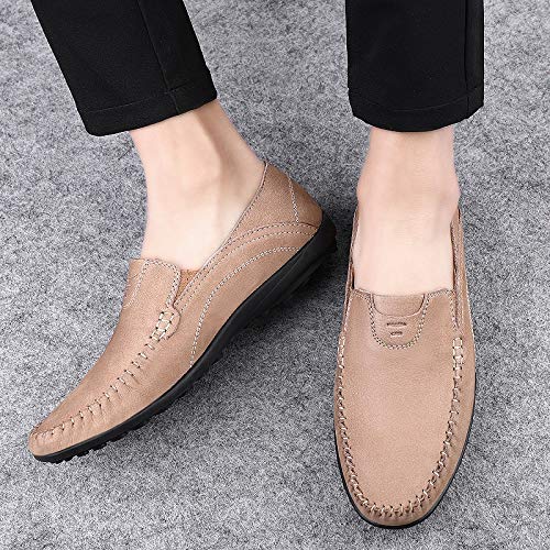 Loafers for Men Round Toe Suede Vamp Loafer Shoes Slip Resistant Lightweight Flat Heel Casual Slip-ons4