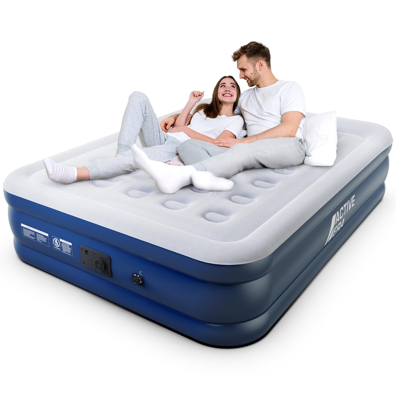 Active Era Materasso Gonfiabile Matrimoniale con Pompa Elettrica Integrata - Rialzato e con Cuscino Integrato - Dimensioni di 203 x 152 x 48 cm