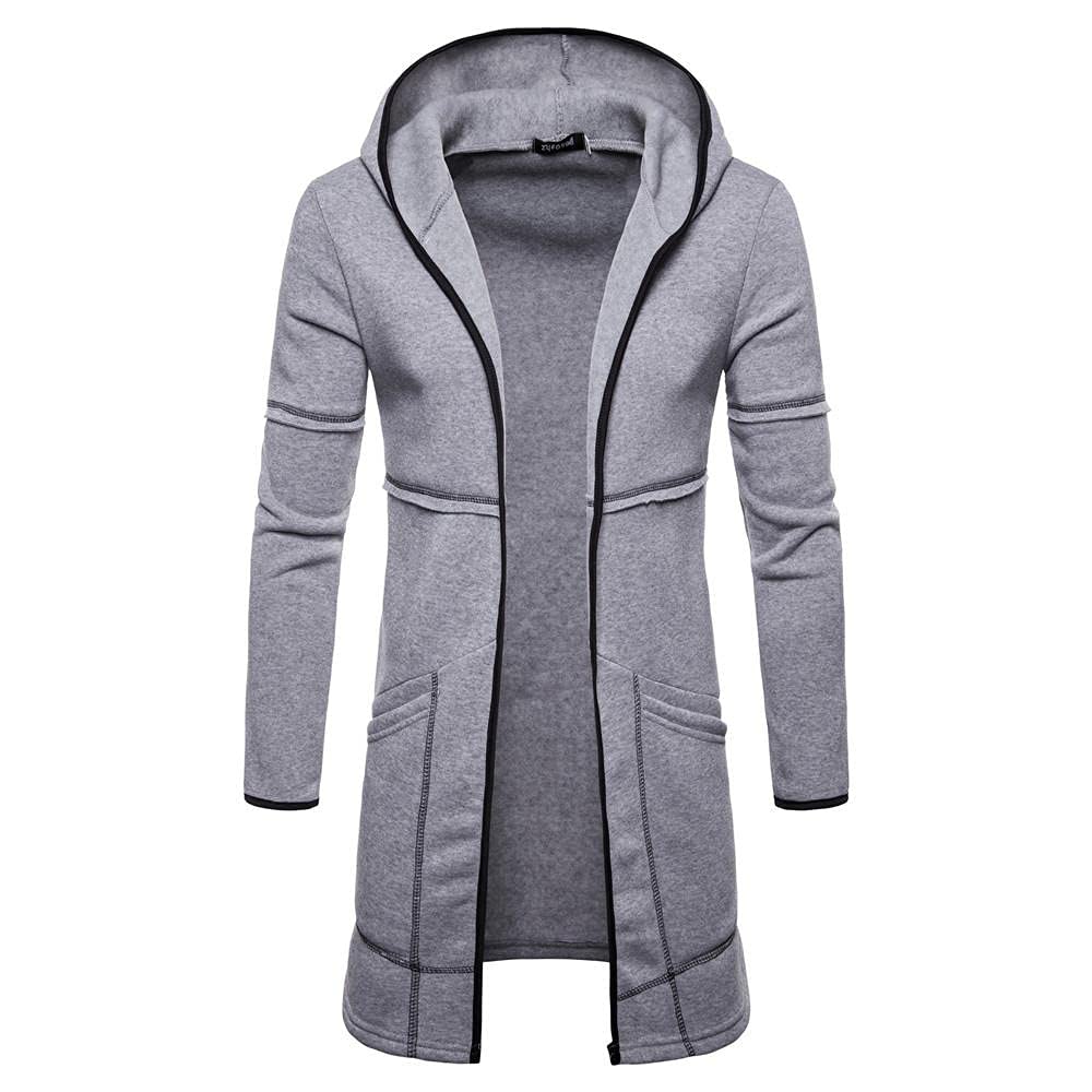 Lightweight Hooded Men's Longline Hooded Cardigan Cloak Coat