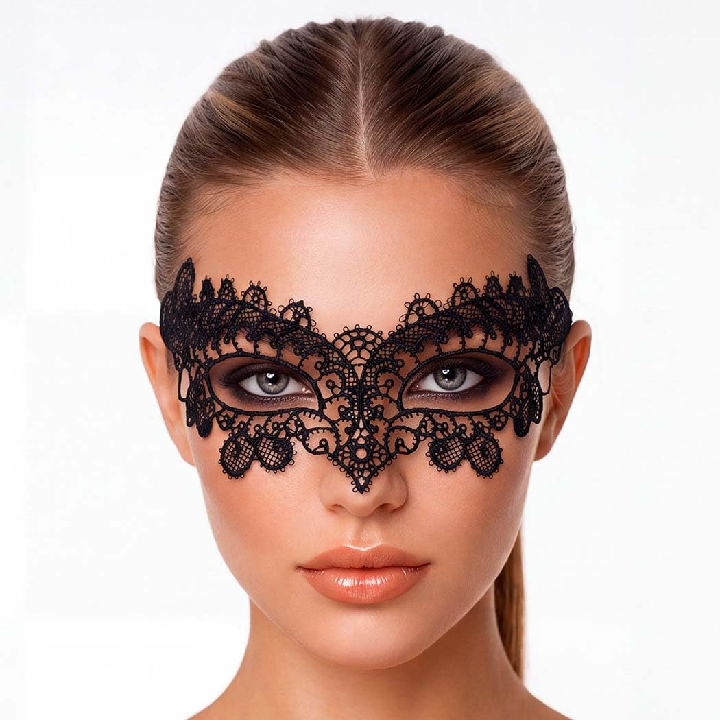 Fashband Lace Eye Mask Black Masquerade Costume Accessory for Women
