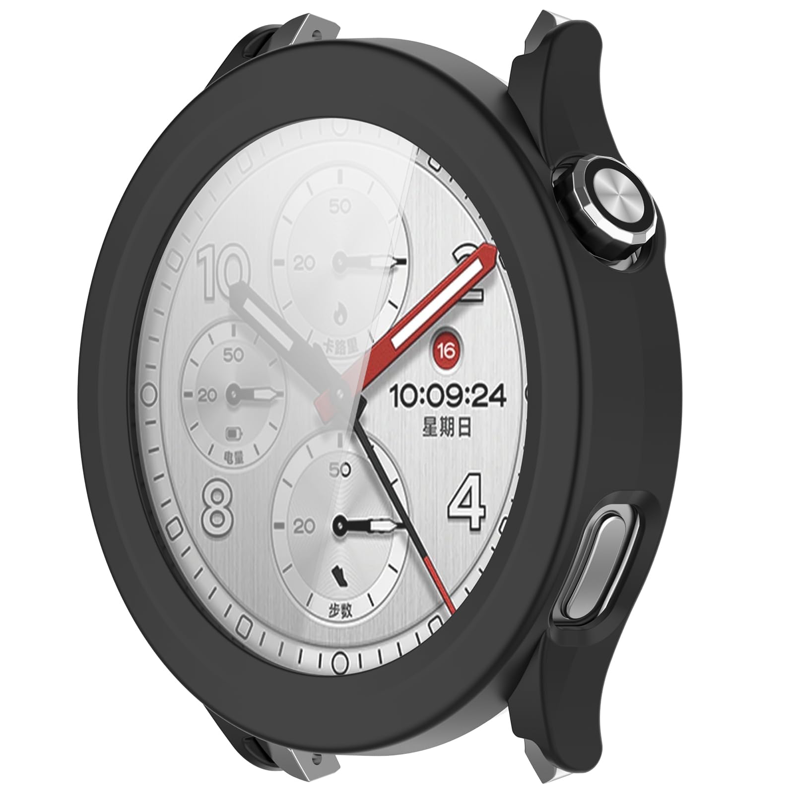 Protector Xiaomi Watch S5 de cristal templado y funda PC negra 8