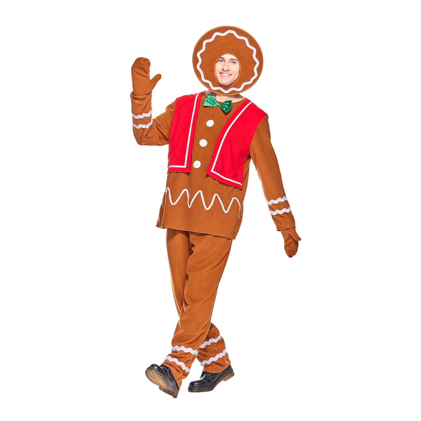 EraSpooky Erwachsene Lebkuchenmann Kostüm Deluxe Weihnachtskeks Outfits für Männer