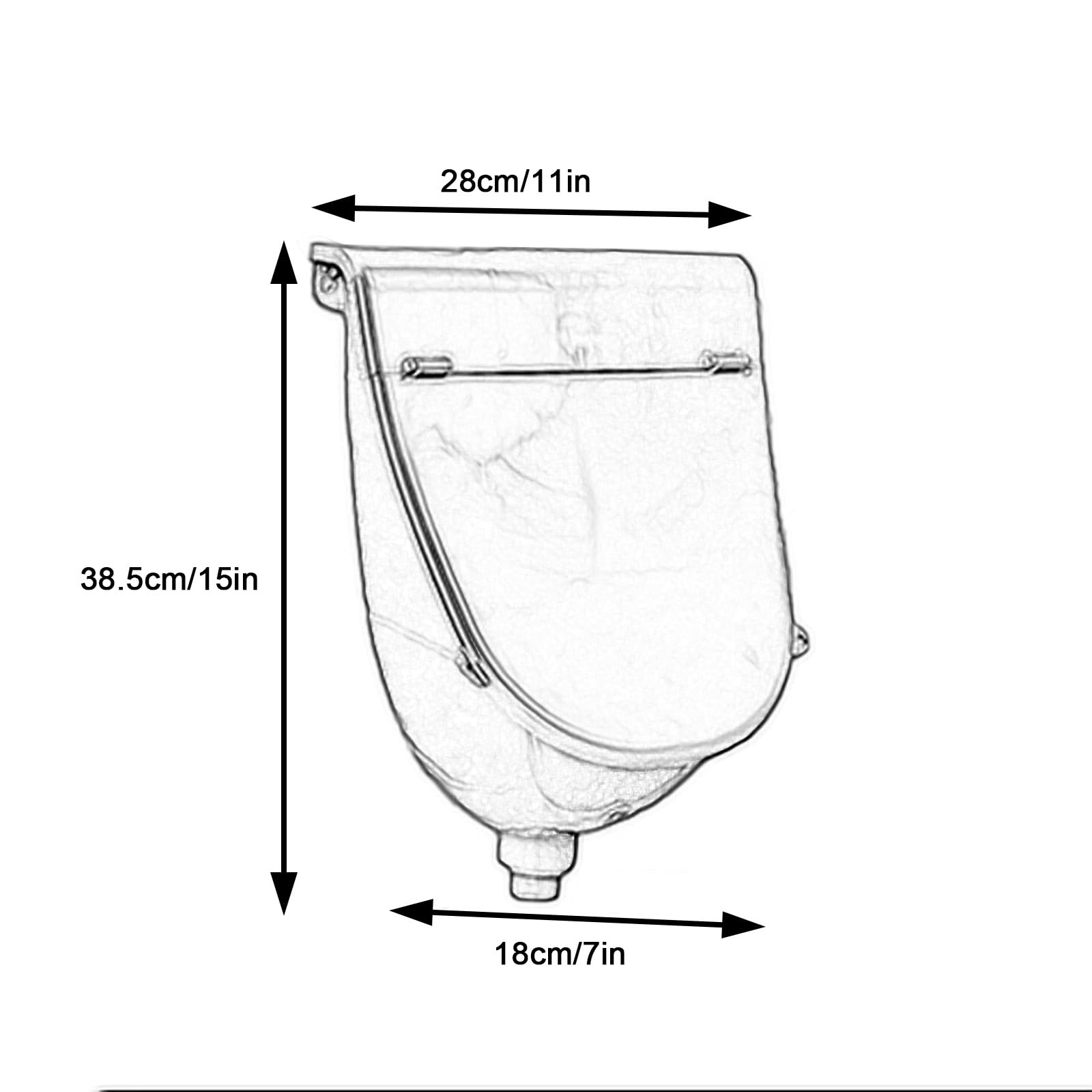Urinario de plástico para exteriores sin agua con tapa, para montar en la pared, para hombres y adultos, con manguera y válvula de descarga, inodoro portátil, canaleta con desviador de orina, urinario