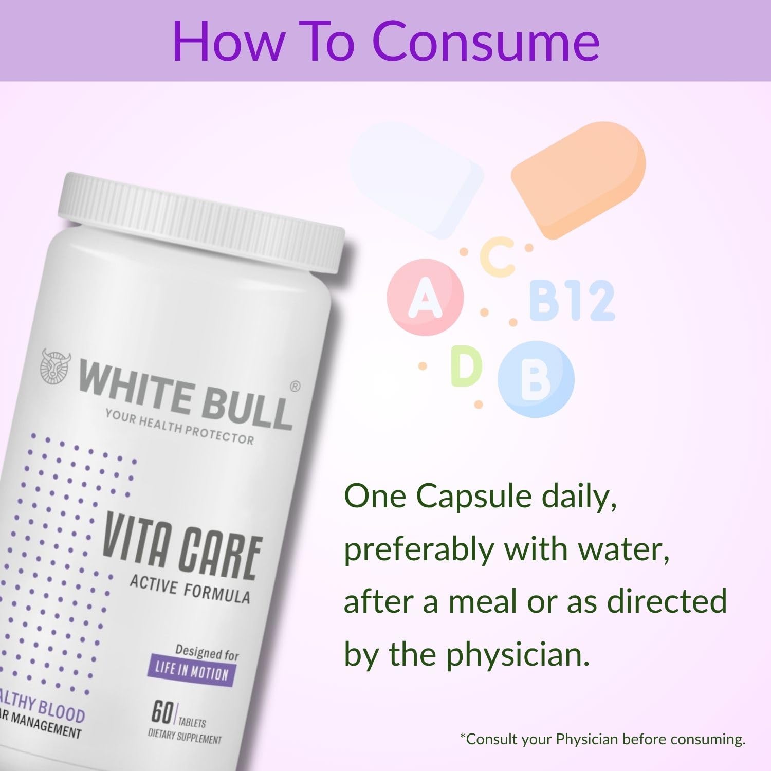 WHITE BULL वीटा केयर - मधुमेह समर्थन के लिए मल्टीविटामिन | इंसुलिन उत्पादन और स्वस्थ चयापचय को बढ़ाता है