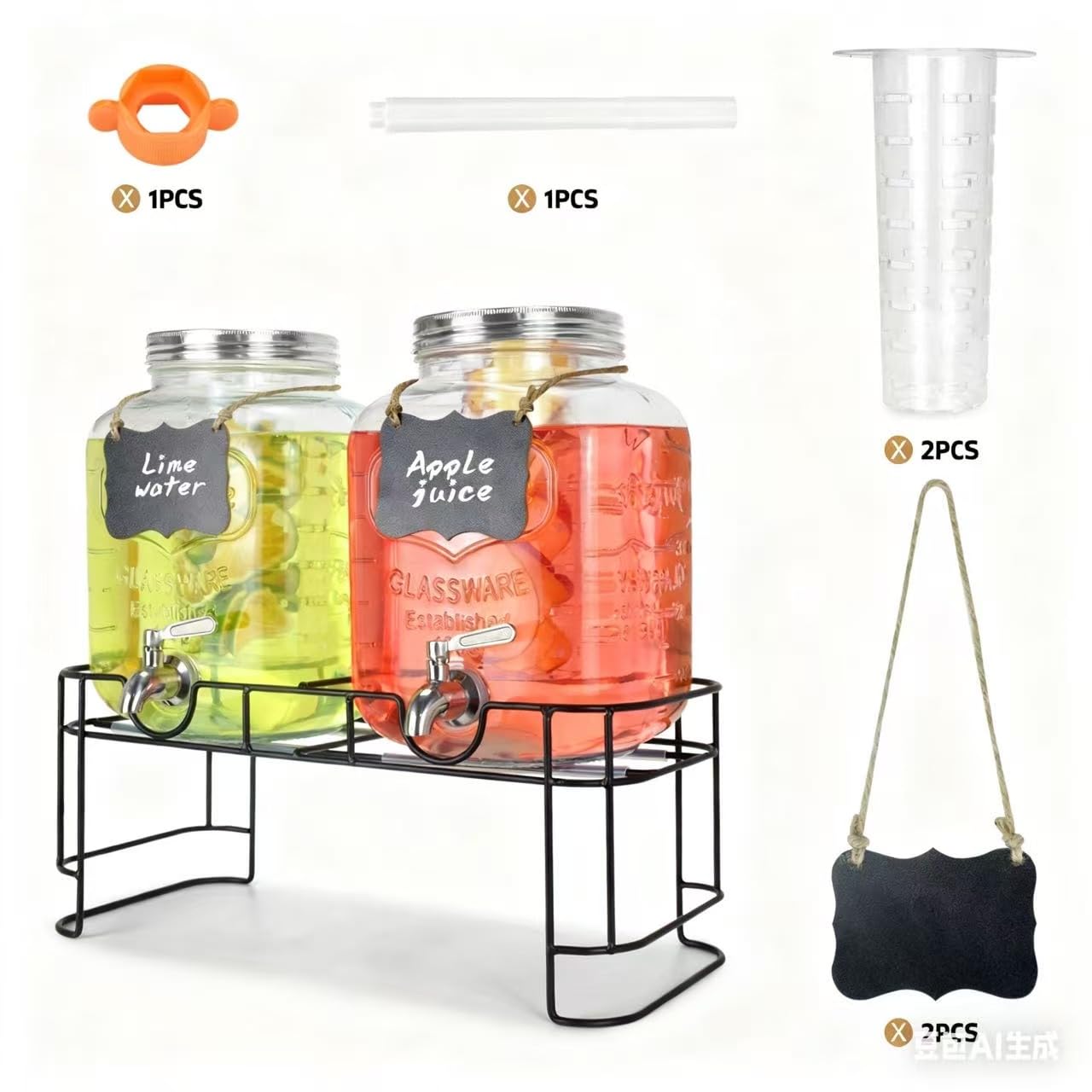 Dispensador de bebidas de 1 galón para fiesta, paquete de 2