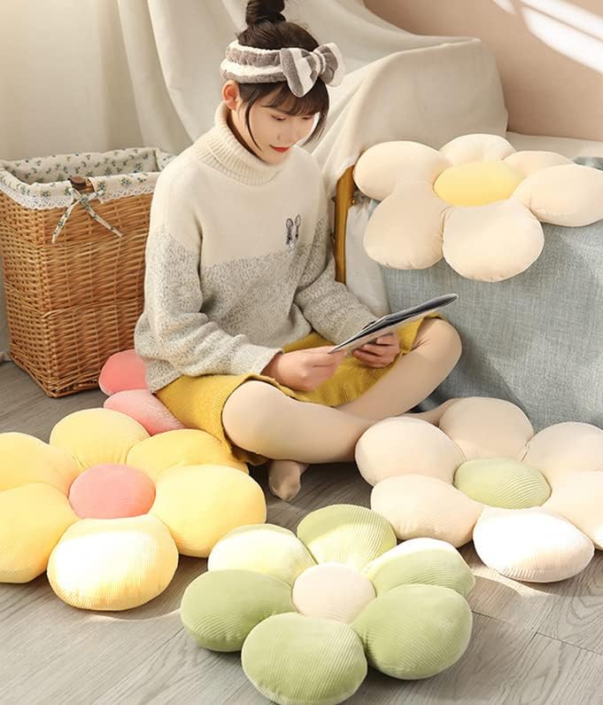 Miniatura 4 de LEHU Almohada de flores, cojín de asiento en forma de flor, bonita almohada de margaritas para niñas, adolescentes, decoración de habitación,