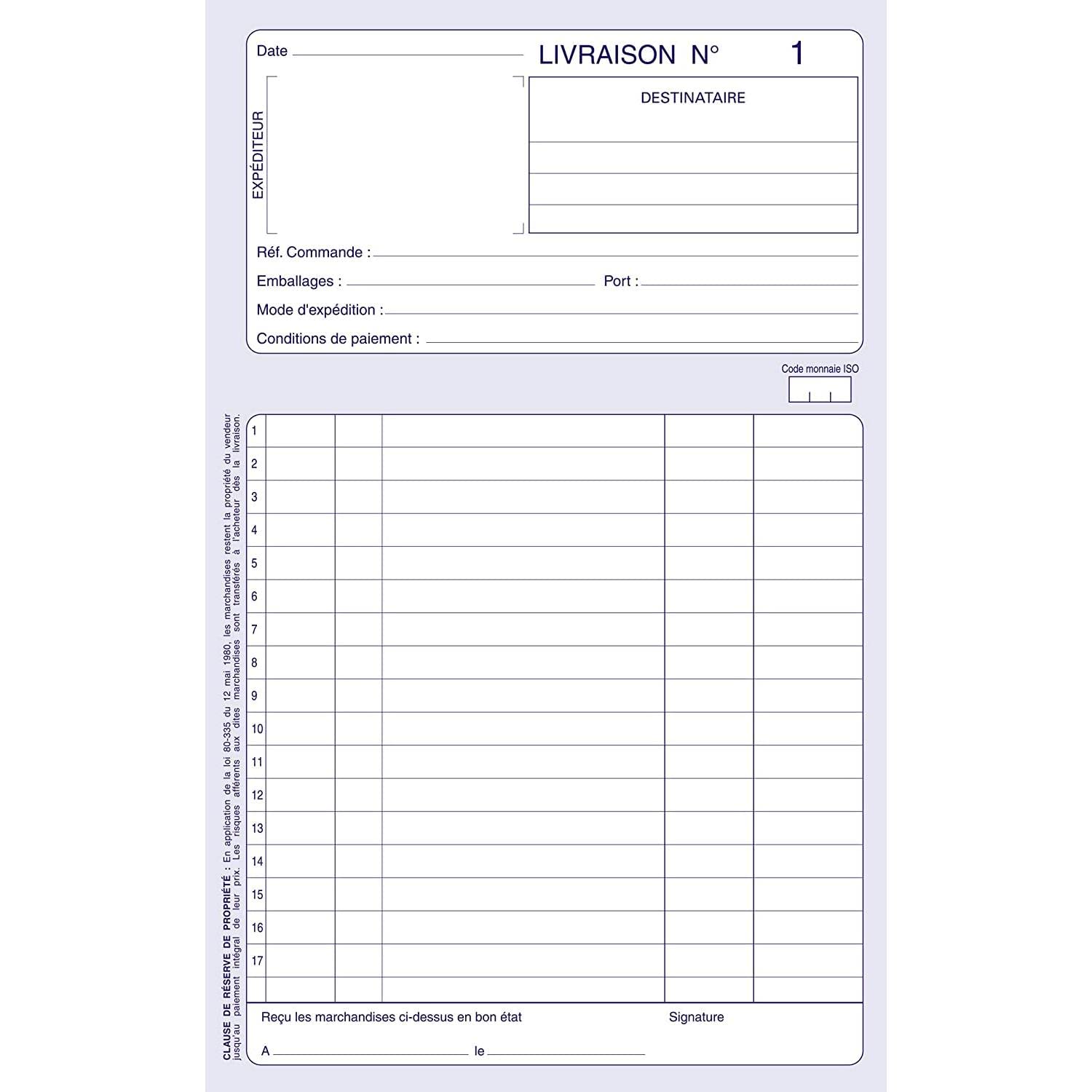 ELVE Lot de 5 Manifolds Livraison 140 x 210 mm 50 pages tripli