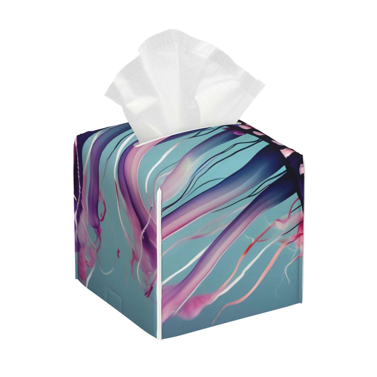 Jellyfish Leather Tissue Box Cover â€ Concealing Tissue Holder for Toilet, Living Room, Table Desk, Office, Car