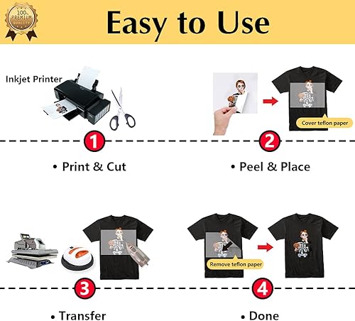 Miniatura 6 de TransOurDream Papel de transferencia de calor luminoso para planchar para camisetas (8 hojas, 8.5 x 11 pulgadas), vinilo de transferencia de calor