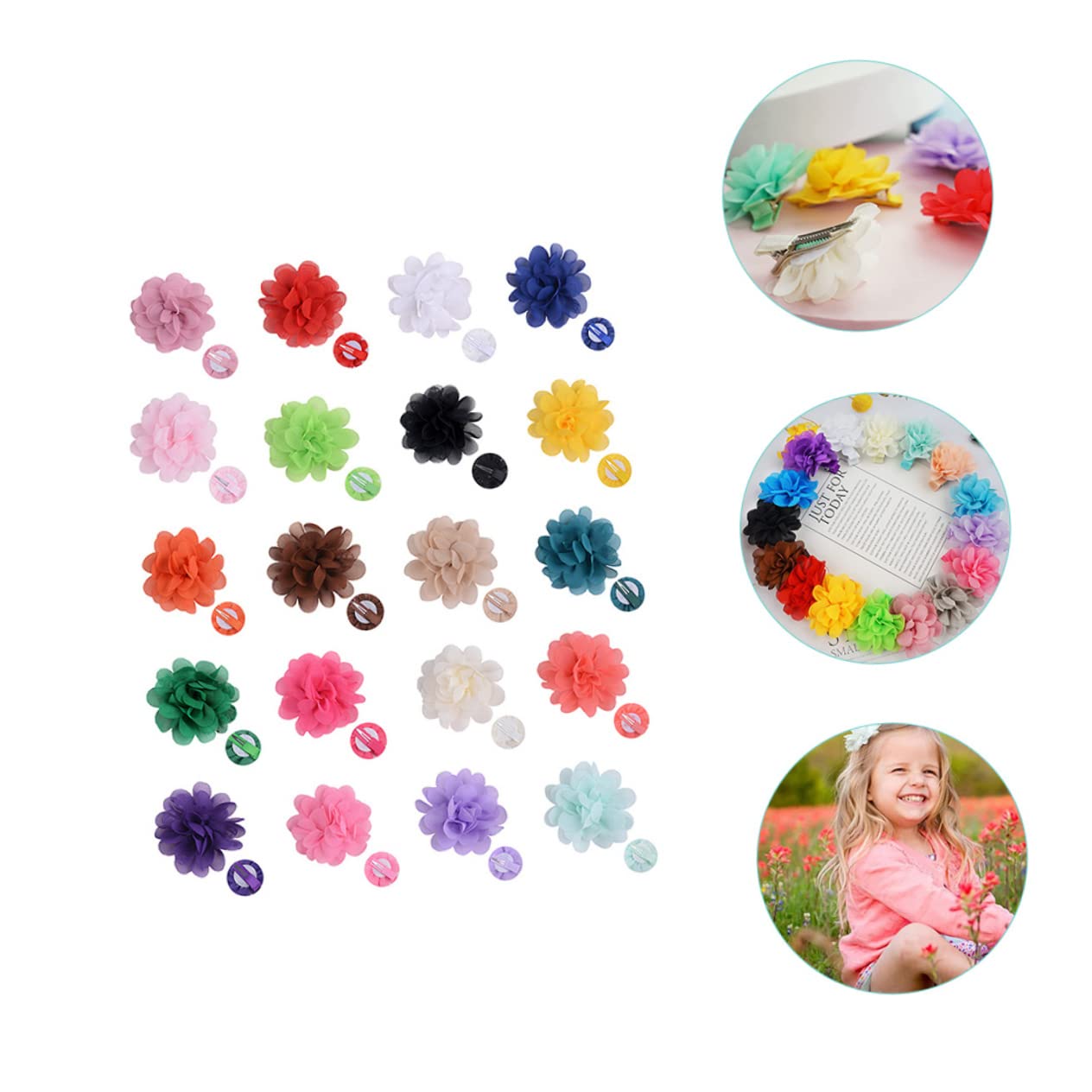 TOYANDONA 60pezzi Pz Chiffon Flower Hair Clips Per Bambine Fermagli Colorati Per Accessori Per Feste e Occasioni Speciali Adatti Ragazzo Ragazza e Ragazze Facili Da Applicare Su
