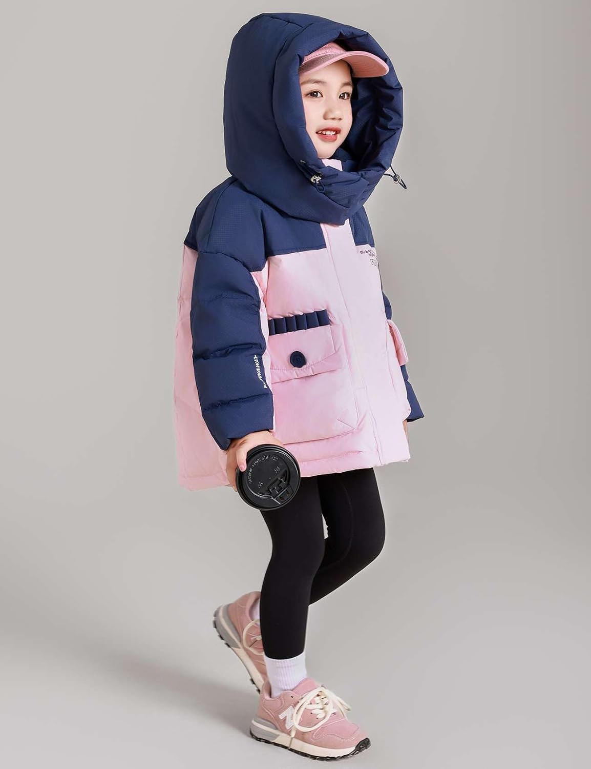 Girls Outdoor Down Jackets Kids Winter Insulated Puffer Toddler Coat Hooded Padded Jackets Zipped Travel Outerwear