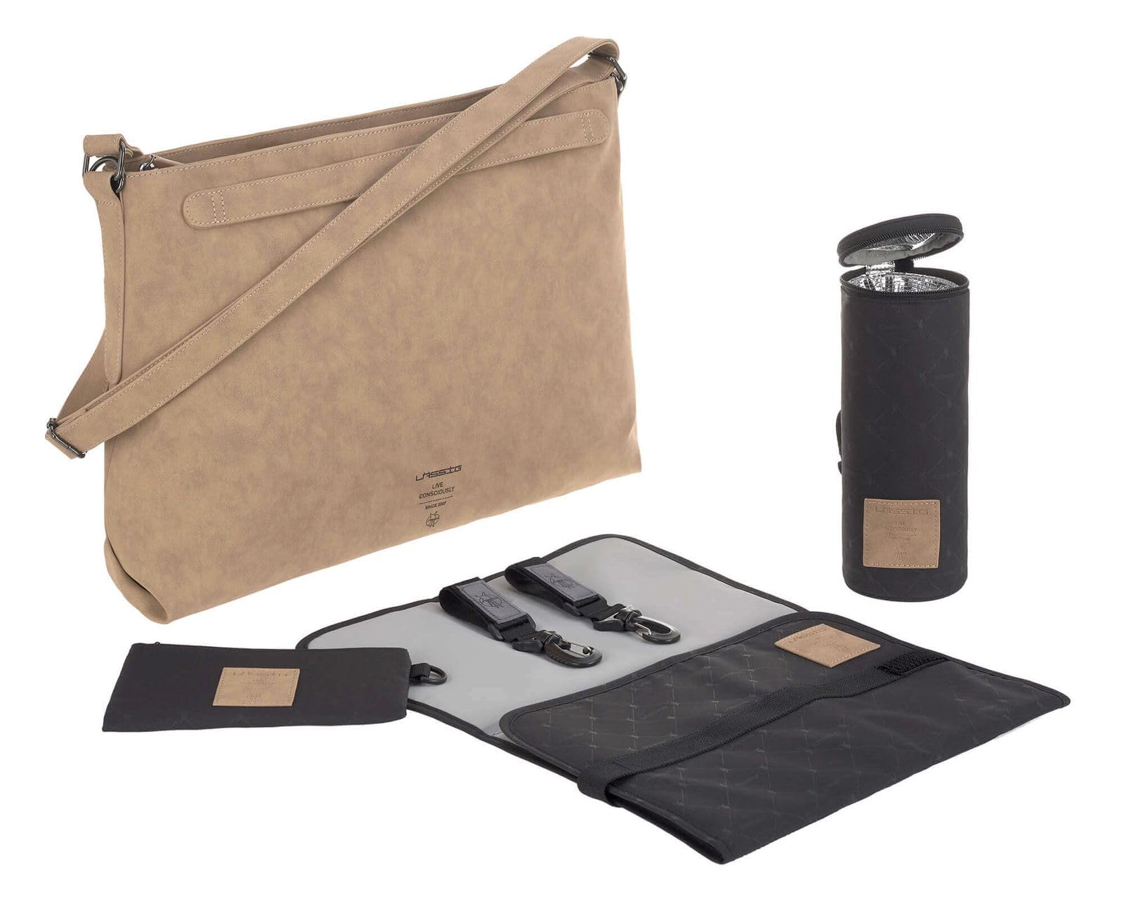 LÄSSIG Baby Changing Bag Including Changing Bag, Camel
