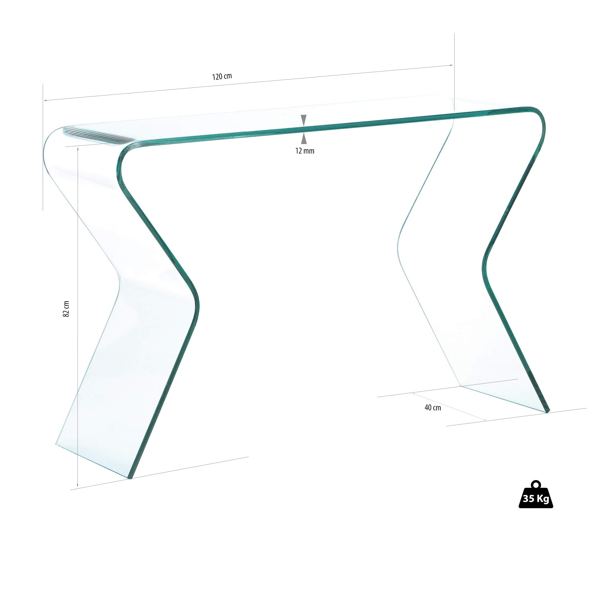 Consolle da salotto in Vetro curvato - Luxury Z-04 - 120 x 82 x 40 cm