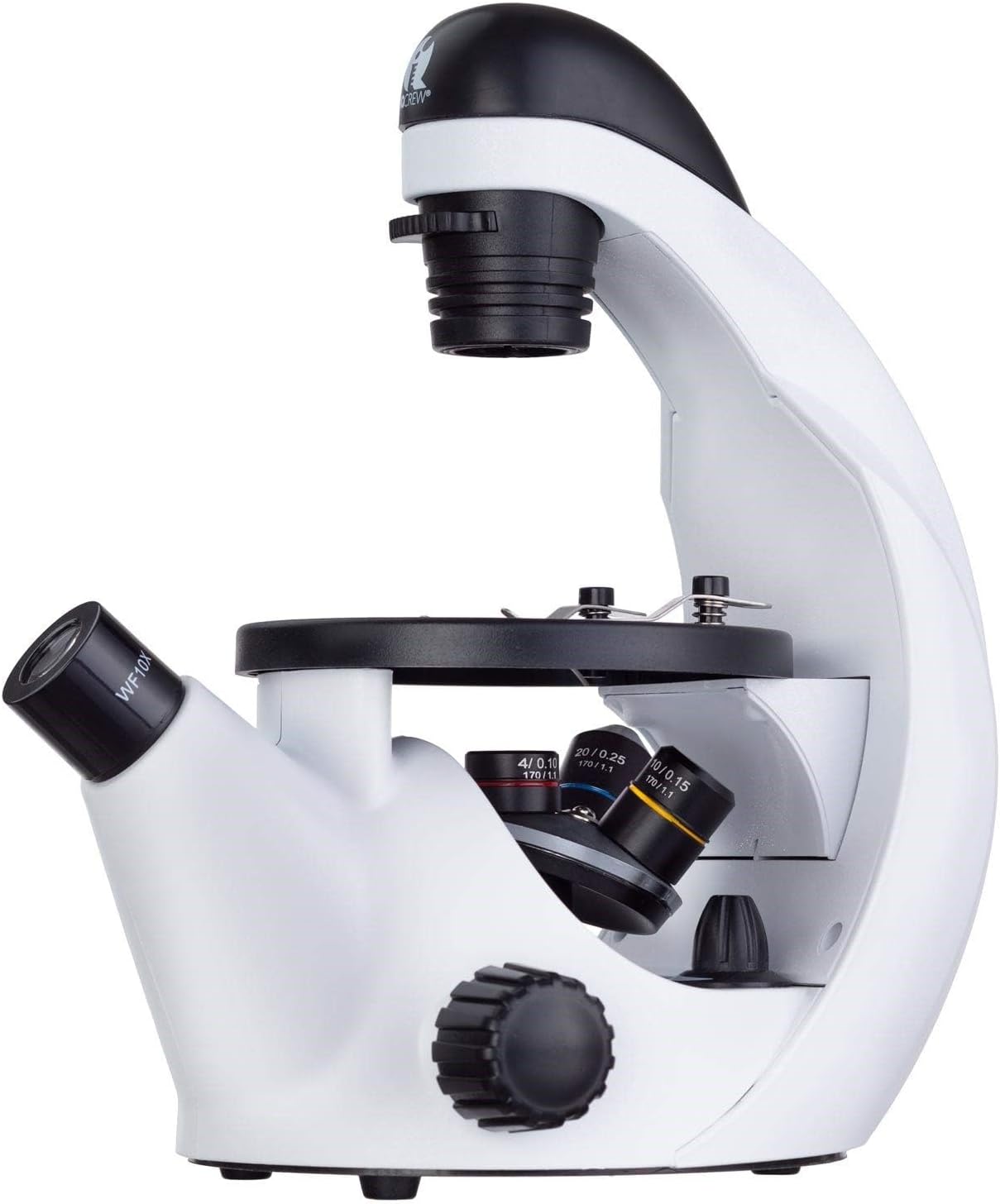 IQCrew STEM Science Discovery 40X-500X Inverted Microscope with 25 Prepared Slides, and Microscope Book for Students