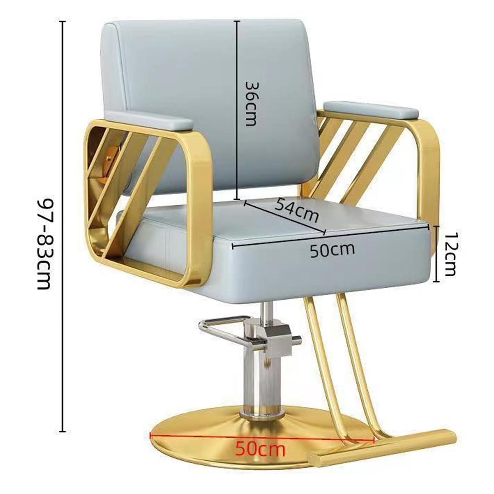 Poltrona Barbiere Uomo con Poggiapiedi Sollevamento Idraulico e Rotazione Ergonomia Telaio In Acciaio Inox Pelle Poltrona Parrucchiere con Base a Disco Argentata e Braccioli Rinforzati(Blue)