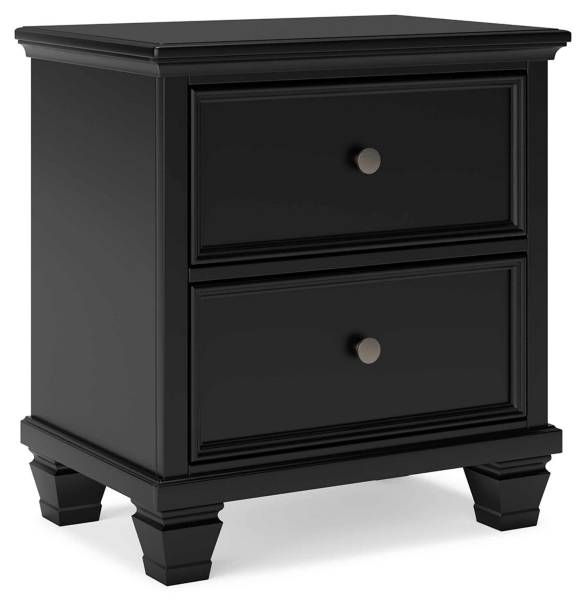 Signature Design by Ashley Lanolee Classic 2 Drawer Nightstand for Bedroom, 26.75" Tall, Black