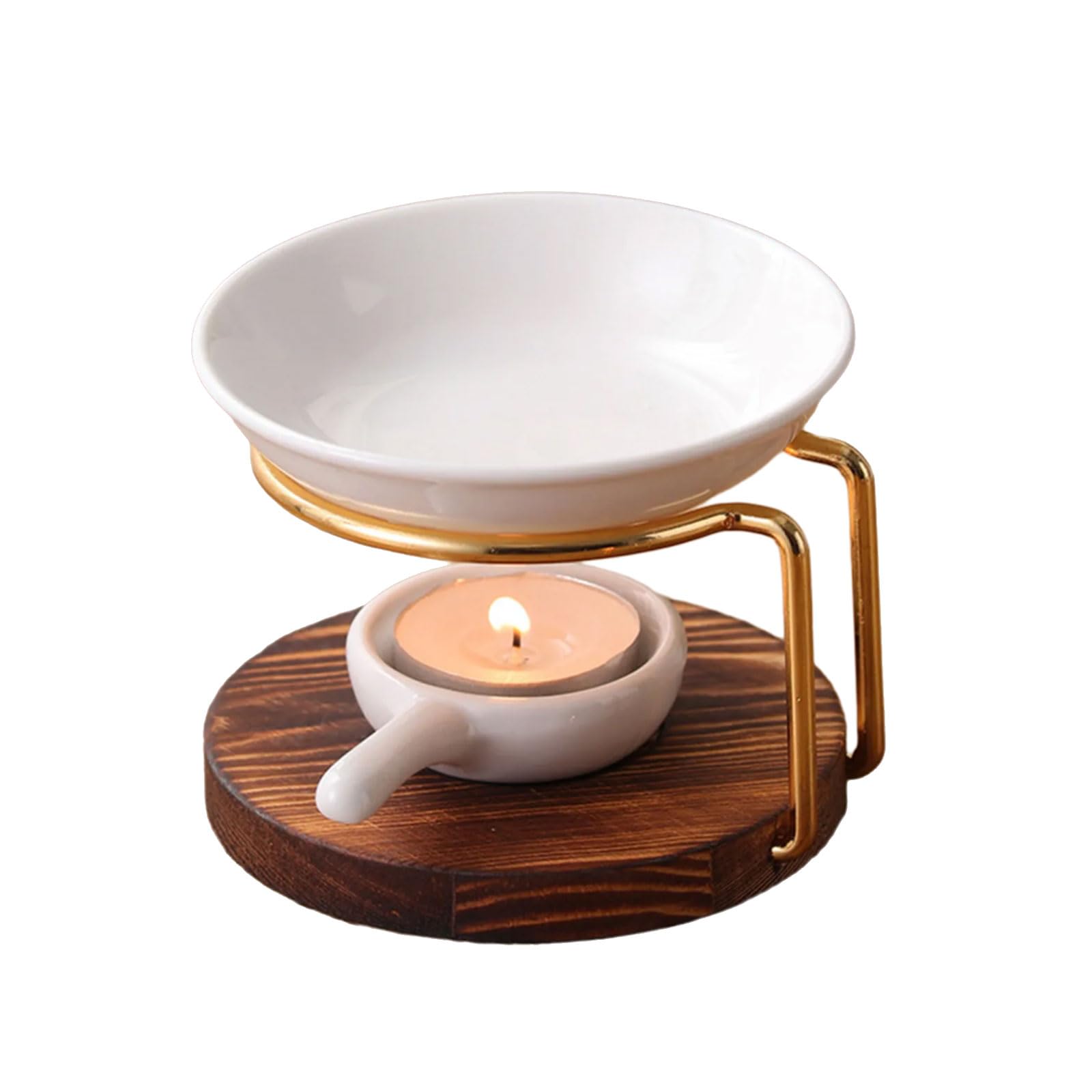 Tsophreniq Ceramics Essential Oil Burners Aromatherapist Diffuser with Tealight Holder and Wood Stand Scented Lamp Stove Scented Oil Melter
