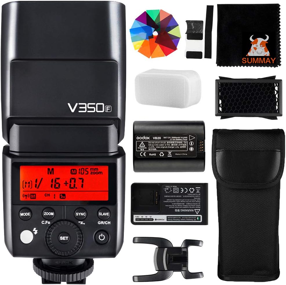 Get Special Price GODOX V350F TTL Camera Flash GN36 1/8000s HSS Speedlight with Rechargeable Battery 0.1 to 1.7s Recycle Time for Fuji Cameras GFX50S X-Pro2 X-T20 X-T2 X-T1 X-Pro1 X-T10 X-E1 X-A3 (V350F) Exclusive Discount 50% Price GODOX V350F TTL Camera Flash GN36 1/8000s HSS Speedlight with Rechargeable Battery 0.1 to 1.7s Recycle Time for Fuji Cameras GFX50S X-Pro2 X-T20 X-T2 X-T1 X-Pro1 X-T10 X-E1 X-A3 (V350F)