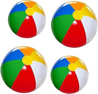 Beach Ball,4pcs Beach Balls Rainbow Inflatable Toys,Inflatable Swimming Pool Toys,6 Panel Colors for Pool Party Beach Toys, Family Swimming Pool Beach Party Summer Game Ball