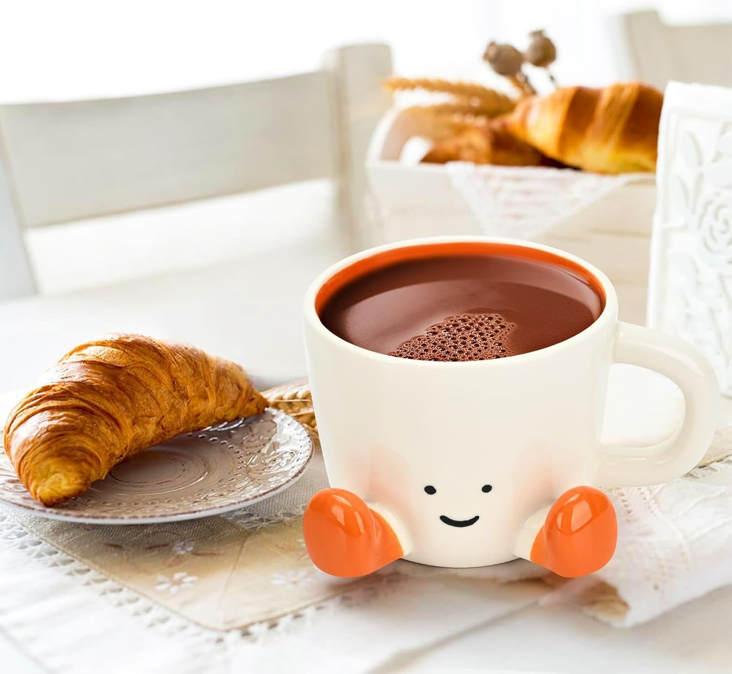 Coffee Mugs,Cute funny Mug For Women, 12.8oz/380ml Unique Ceramic Coffee Tea Cups, Office Mug Gift (orange) image 4