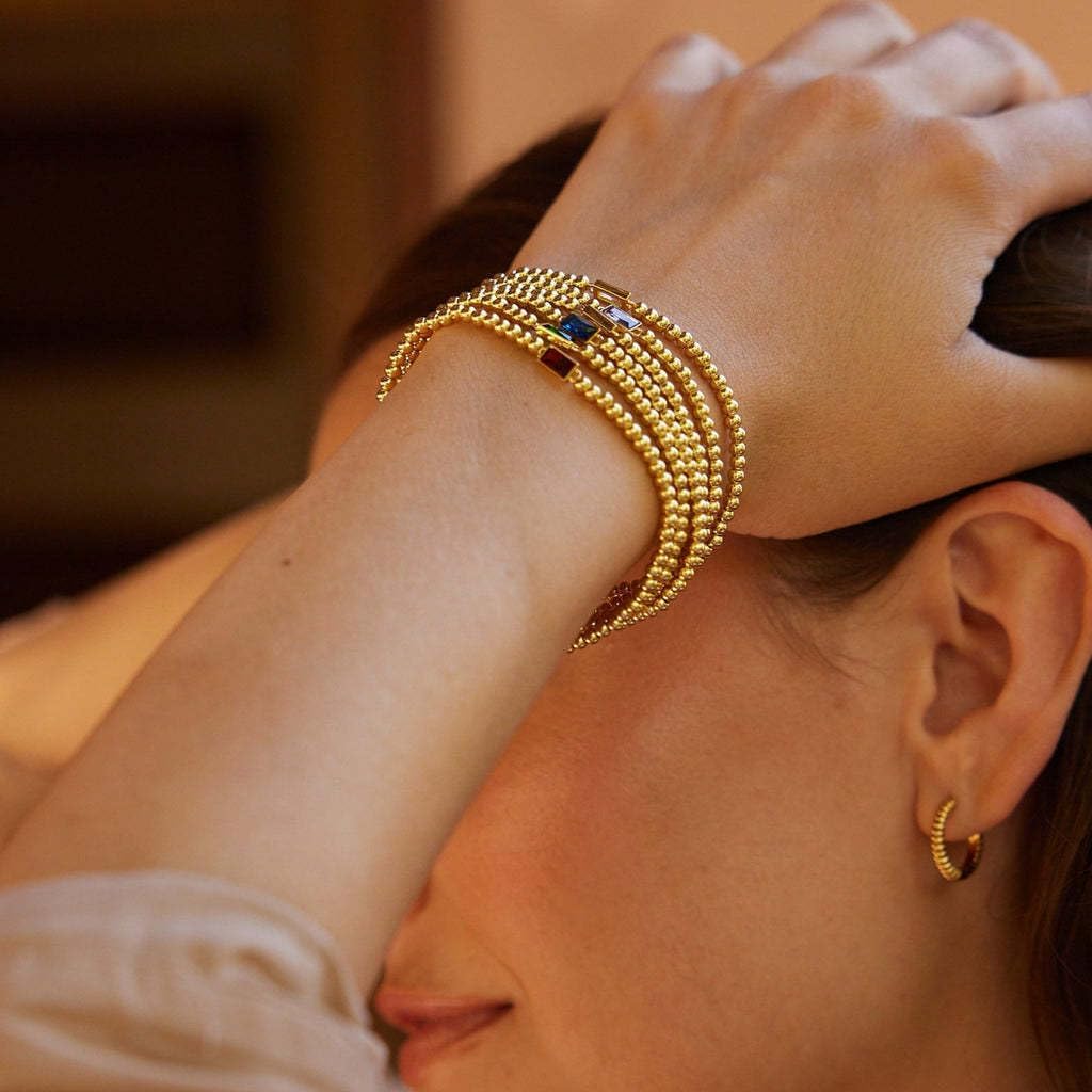 Dainty Birthstone Bracelet for Women Imitation Crystal Bead Elastic Bracelets Trendy Friendship Birthday Jewelry Christmas Stuff for Women - Image 3