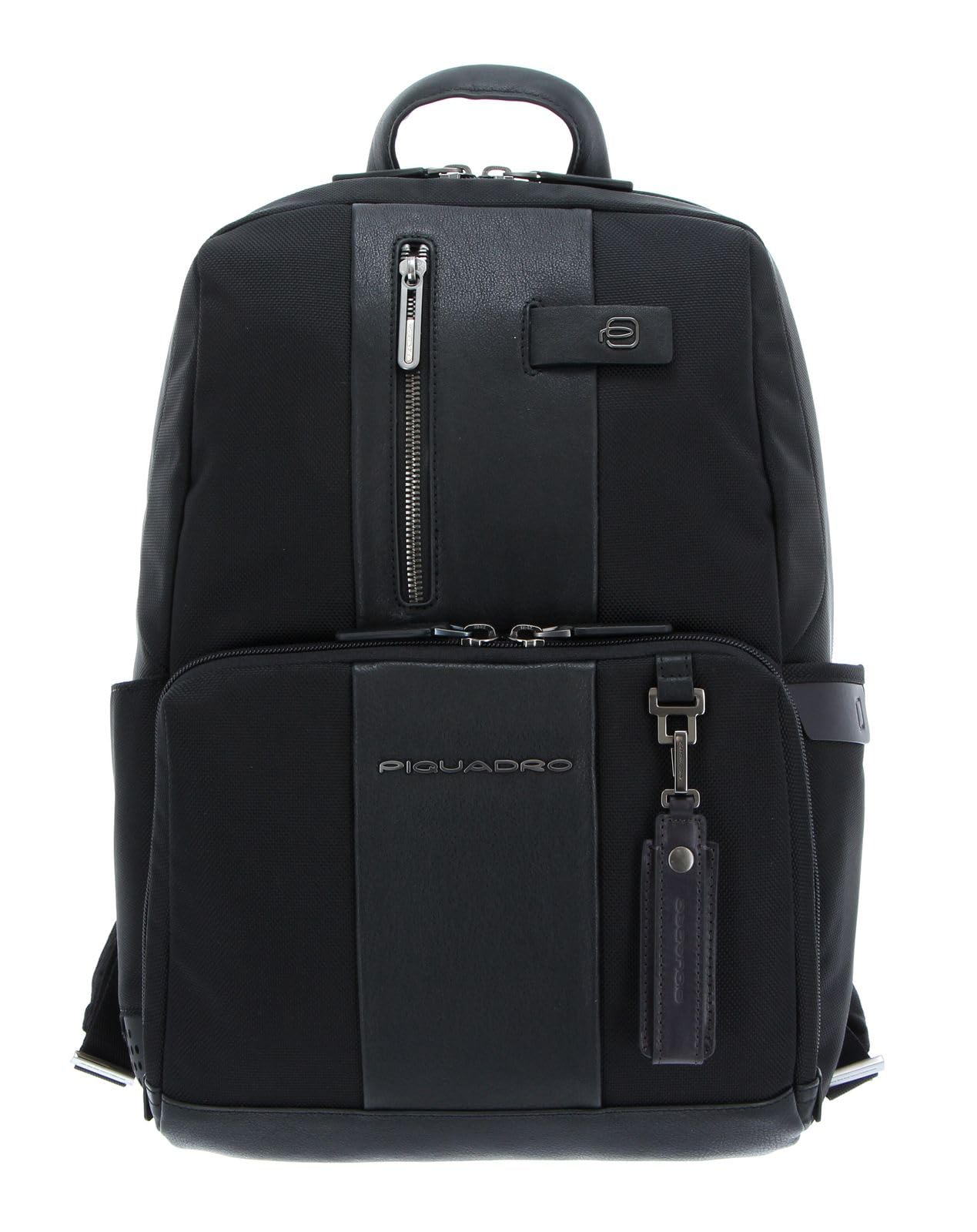 PIQUADRO Brief Zaino in pelle e tessuto porta PC 14" ad uno scompartoe schermatura RFID