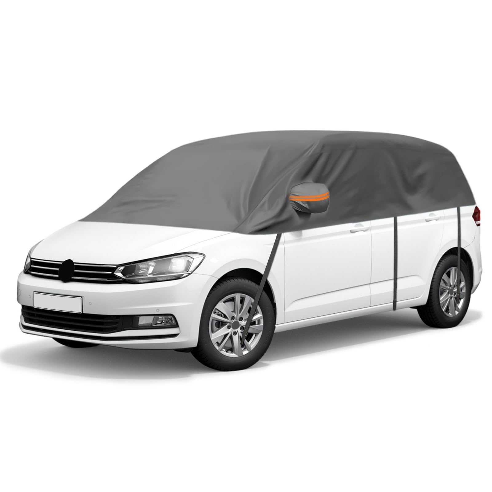 Autoabdeckung Wasserdicht Ersatz für VW Touran 2015-2024, Sonnenfest Hälfte Autoabdeckung, Halbgarage UV Beständige Halbe Auto Abdeckplane Staubdicht Schneefest Outdoor Indoor