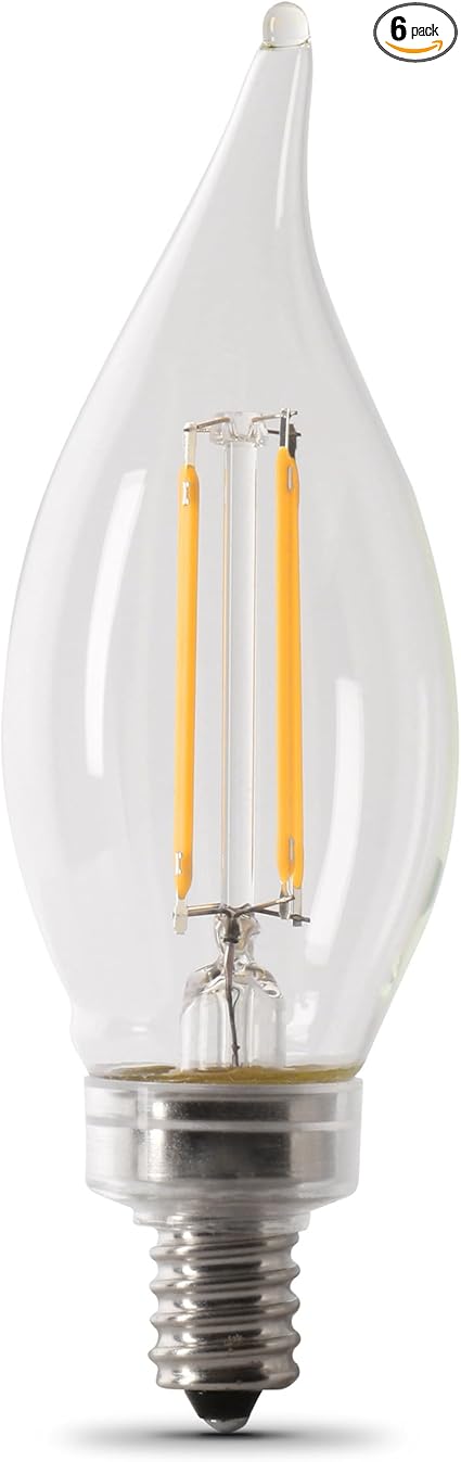 40 Watt Equivalent CA10 LED Light Bulb Dimmable Enhance Glass Candelabra.