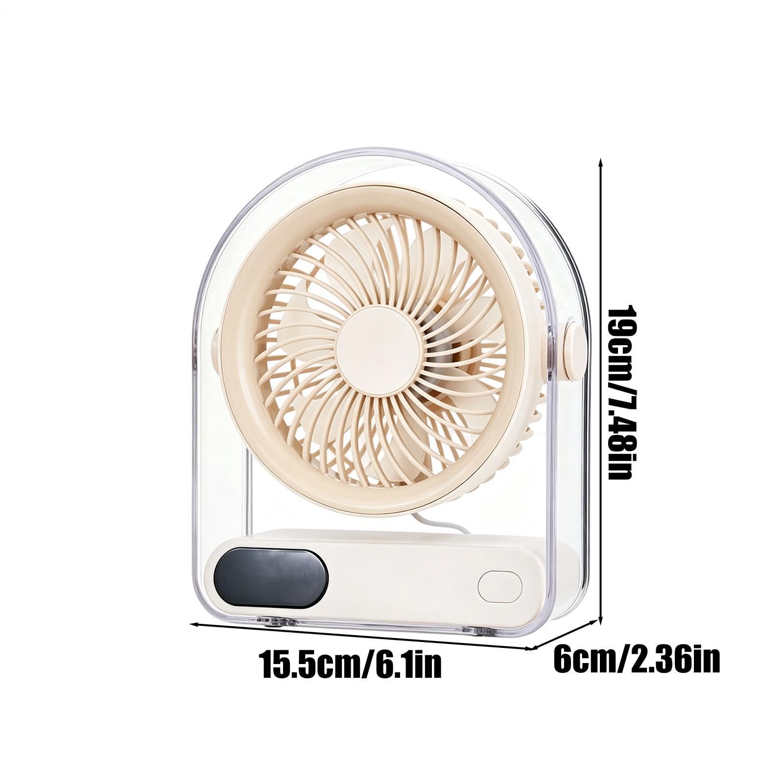 Ventilatore da Tavolo Mini Ricaricabile USB 5 Velocità Display Digitale | Ventilatore Desktop Silenzioso per Ufficio Comodino Camera da Soggiorno Studio Dormitorio