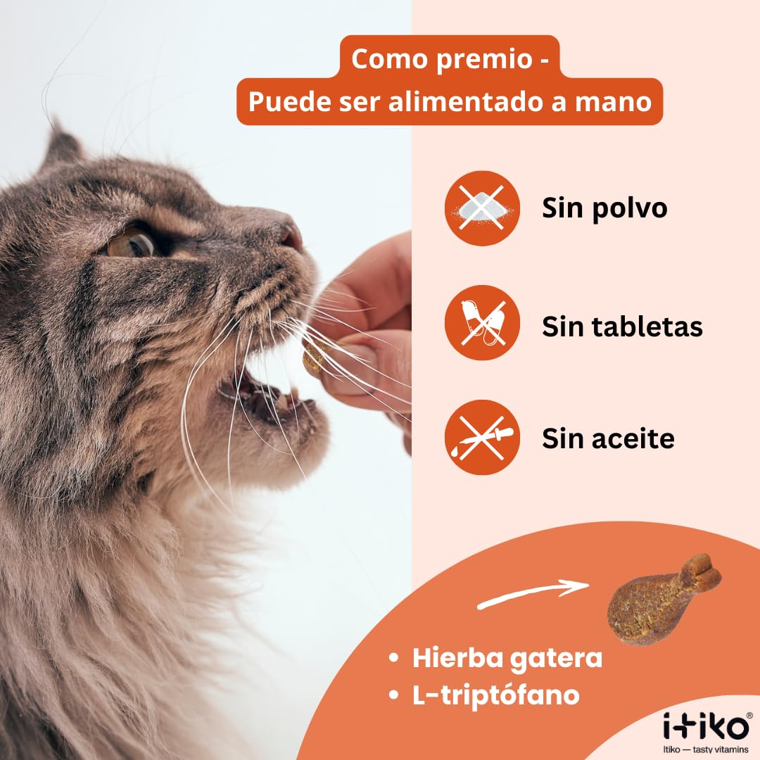 Vitaminas para Gatos | Delicioso Complemento Alimenticio Calmante Gatos contra el Estrés | Natural Tranquilizante para Gatos | Mejora del Sistema Nervioso