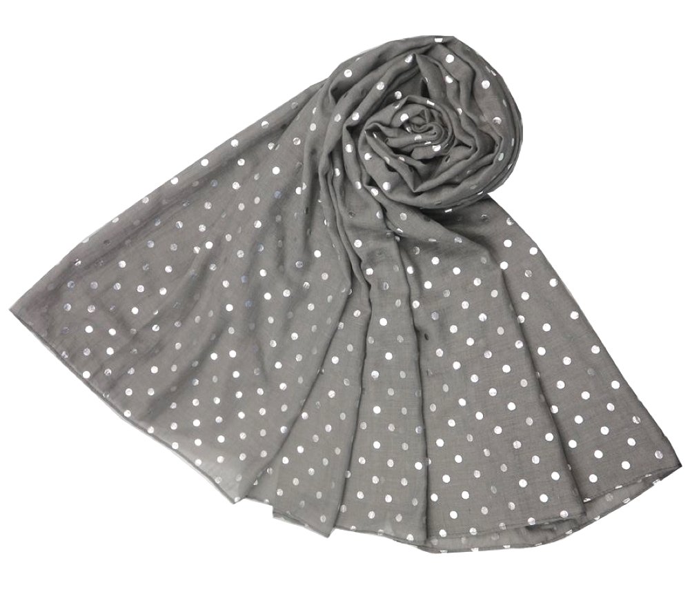 The Olive House Women's Grey The Olive House® Silver Shimmer Polka Dot Spot Scarf