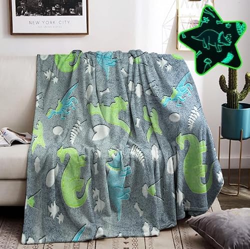 Miniatura 2 de Hzvrtn Manta Luminosa En Dinosaurio, Manta De Franela Para Niños Glow In The Dark Felpa, Manta Mullida Supersuave Para Niños Y Niñas Dinosaurio B, 130 X 150 Cm