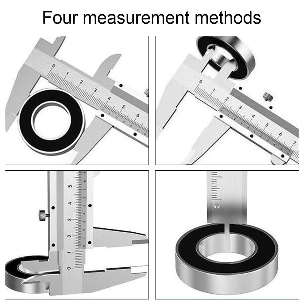 Pied a Coulisse,0-150mm Mesure Coulisse,Pieds à Coulisse Vernier,Caliper Gauge,pour les Mesures Externes,Internes,Profondeur et Pas, Acier à Haute Teneur en Carbone,Argent,0.02mm/0.001" Précision