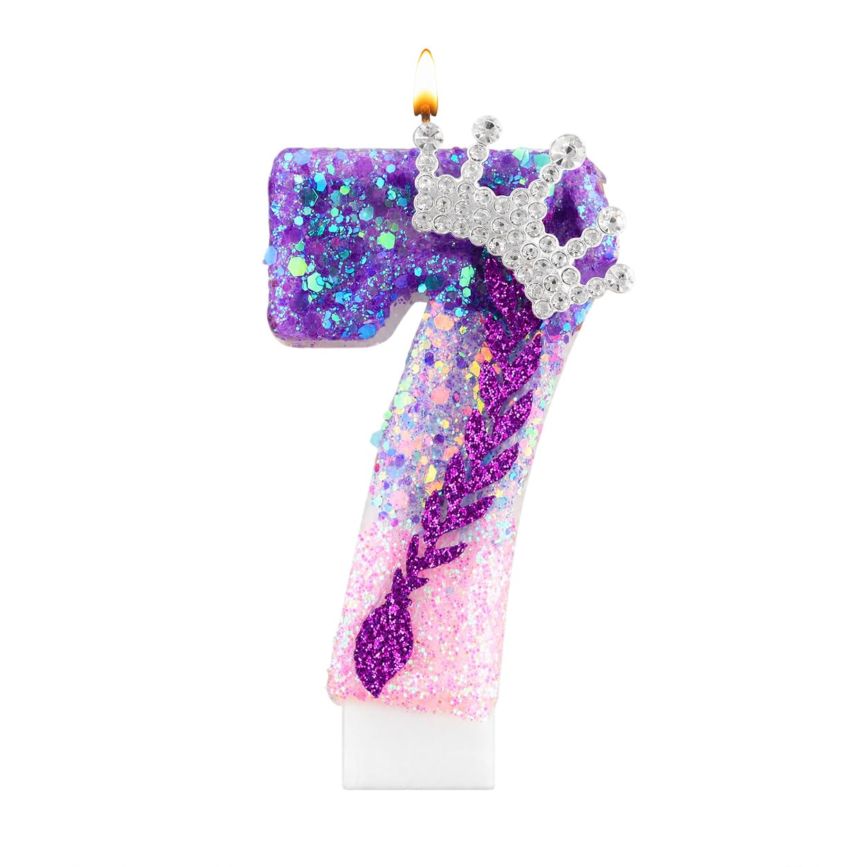K Pop Number Birthday Candles, Glitter Crown Birthday Candles for Cakes Decoration, Stylish Kpop Music Themed Cake Topper for Girls Birthday Party Supplies & Anniversary Decorations (7 Candle,K Pop)