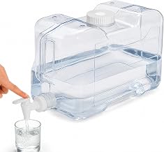 Refrigerator Water Dispenser with Tap and Handle, Reusable Clear Plastic Carafe for Cold Drinks, Heavy Duty and BPA Free Portable Dispenser, 5.7L Capacity